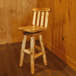 Wildwood Rustics White Cedar Log Bar Stool With Back And Swivel