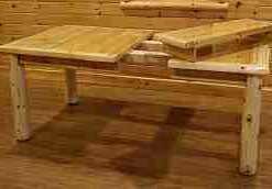 Wildwood rustics white cedar log dining table with extension leaves 55