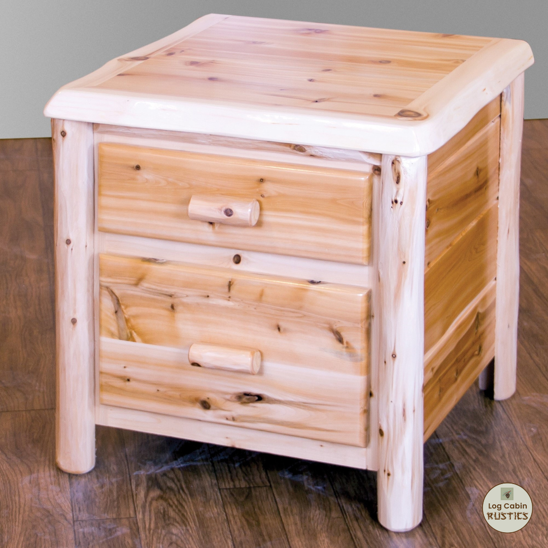 Wildwood Rustics White Cedar Log Nightstand - 2 Drawer 1 Wildwood rustics white cedar log nightstand - 2 drawer