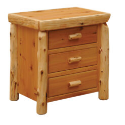Fireside Lodge Cedar Log Nightstand - Extra Large 3 Drawer