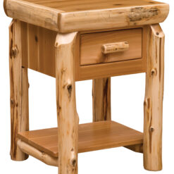 Fireside Lodge Cedar Log End Table - 1 Drawer with Shelf