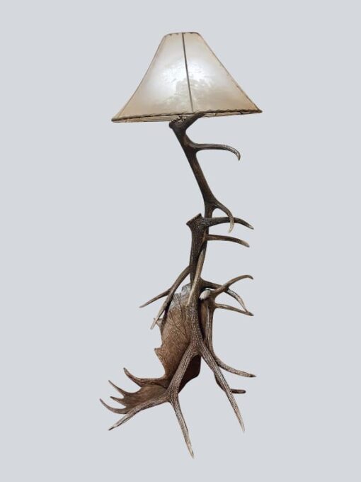 Peak elk & moose antler floor lamp