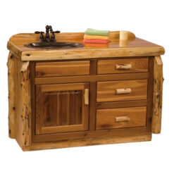 Fireside Lodge Cedar Log Bathroom Vanity - 4 Foot