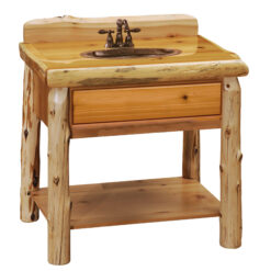 Fireside Lodge Cedar Log Open Vanity with Shelf