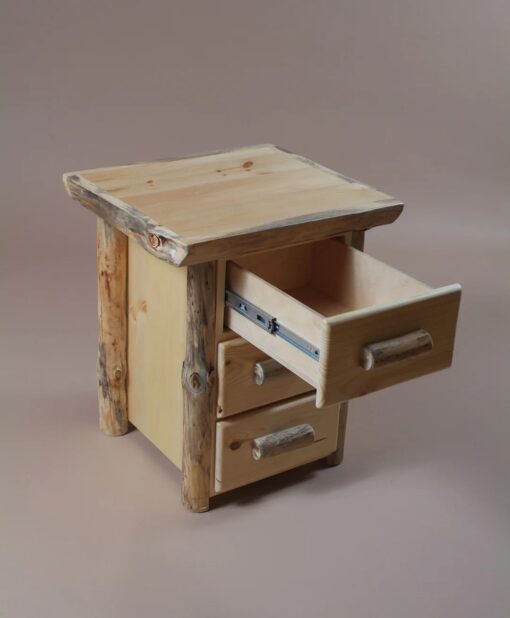 Twist of nature red pine log nightstand - 3 drawer