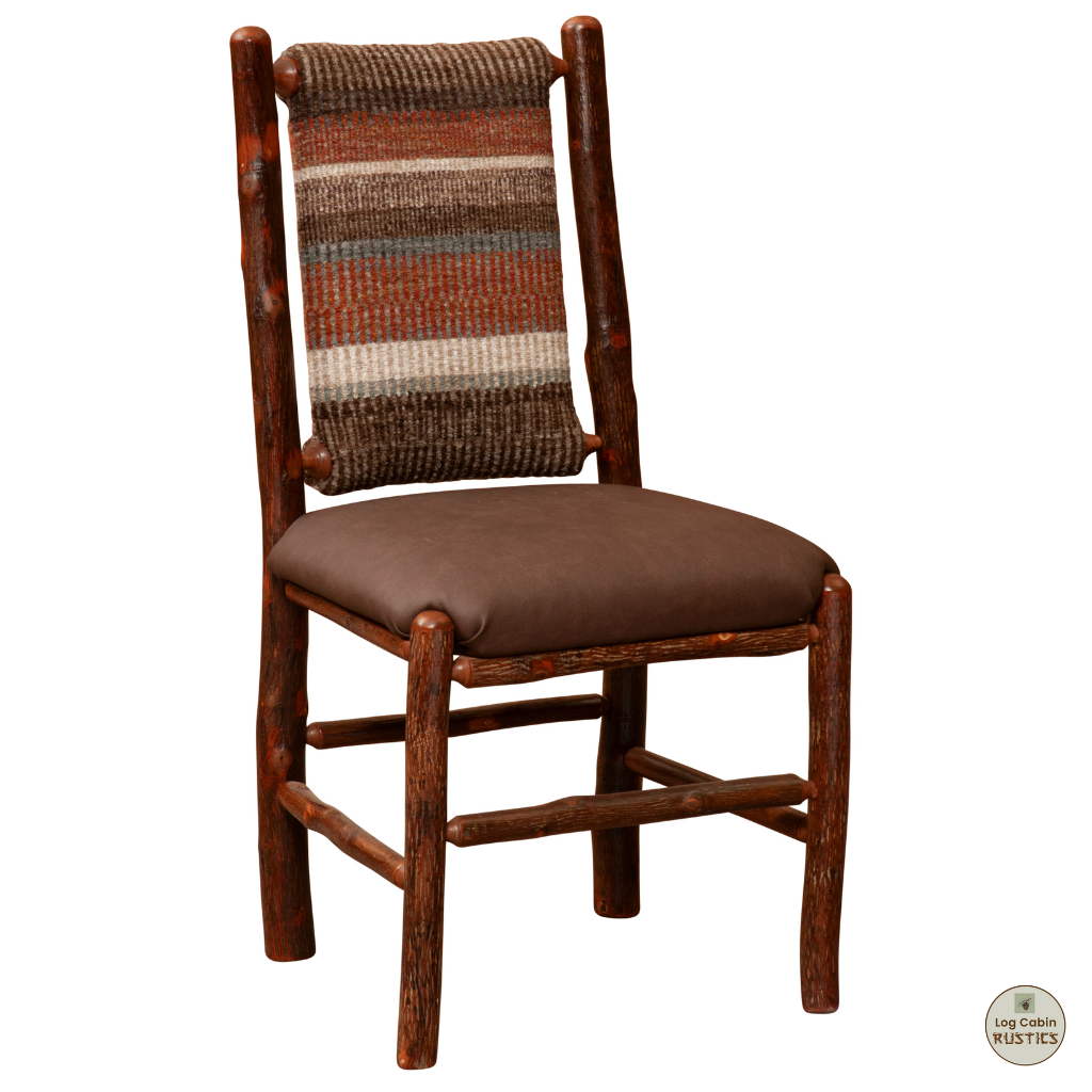Fireside Lodge Hickory Log Upholstered Back Side Chair 1 Fireside lodge hickory log upholstered back side chair