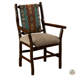 Fireside Lodge Hickory Log Upholstered Back Arm Chair