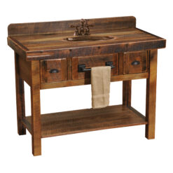 Fireside Lodge Barnwood Open Vanity with shelf and 2 drawers