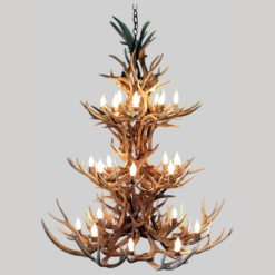 Aspen Mule Deer Antler Chandelier, Extra Large - 3 Tiers, 24 Lights
