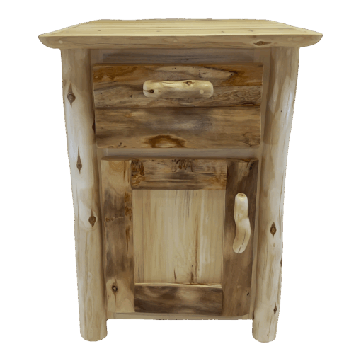Mountain woods rustic arts enclosed aspen log nightstand - image 3