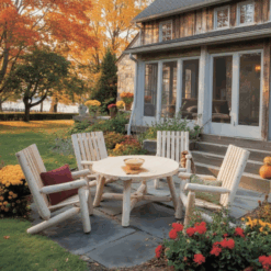 Rustic Natural Cedar High Back Table Set