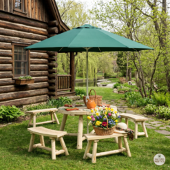 Alternative view of Rustic Natural Cedar Umbrella Table