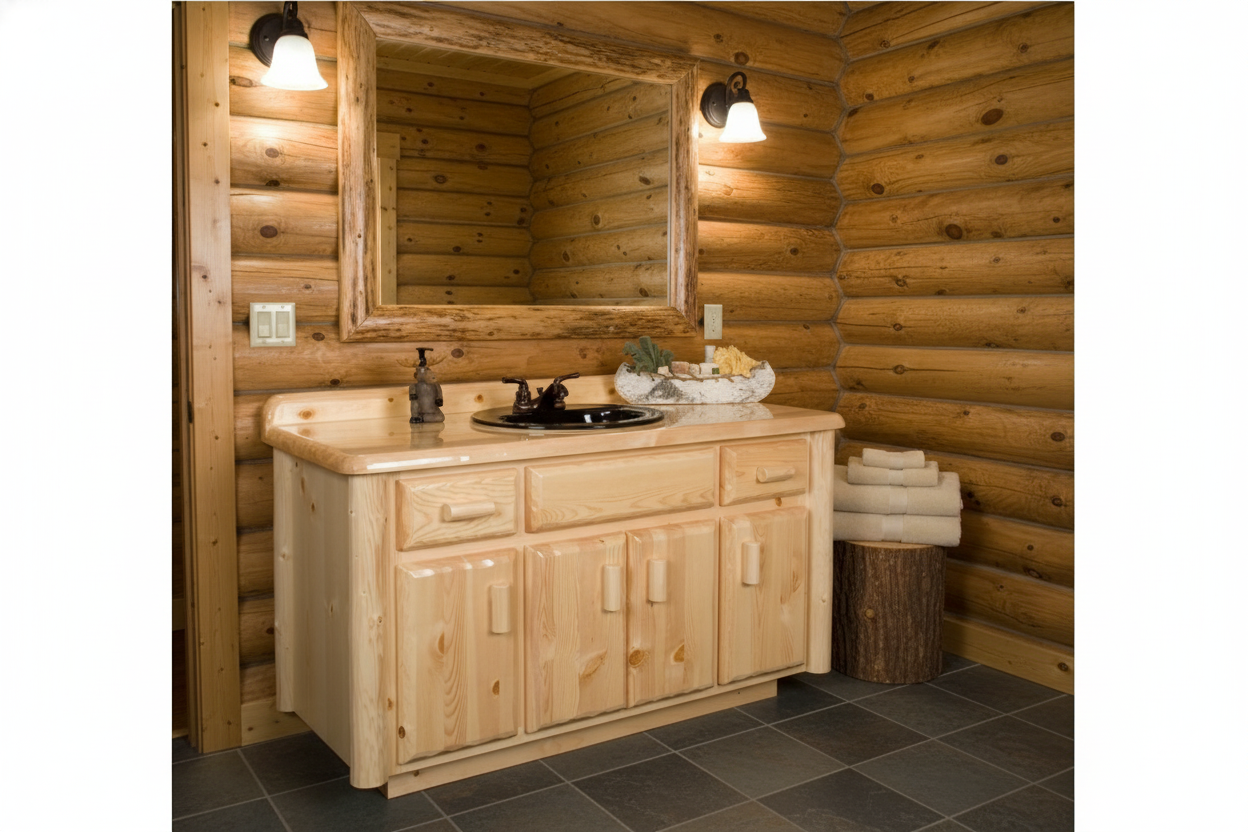 Viking Northwoods Pine Log Bathroom Vanity 2 Viking northwoods pine log bathroom vanity - image 2