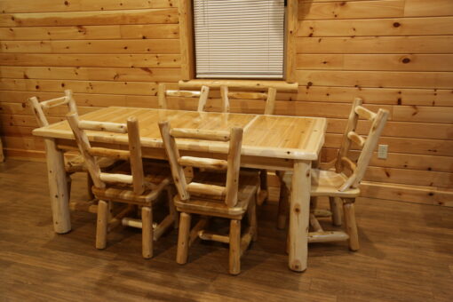 Wildwood rustics white cedar log dining table with extension leaves