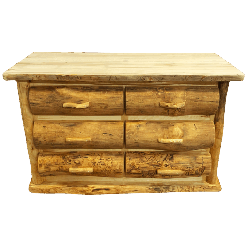 Mountain woods log furniture- aspen log dresser - 6 drawer
