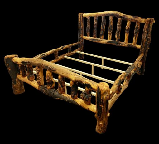 Mountain woods log furniture- extreme gnarly aspen log bed - image 3