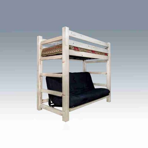 Amish "homestead collection" pine log twin over futon bunk bed