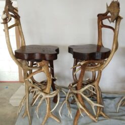 Alternative view of Large Elk Antler Barstool With Backrest