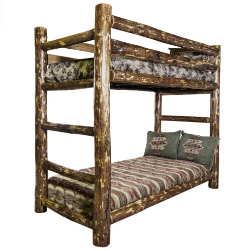 Amish "glacier country" pine log bunk bed - twin/twin or full/full by montana woodworks