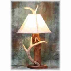 Red Cedar & Whitetail Antler Table Lamp|Log Cabin Rustics