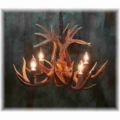 LITTLE BEAR PEAK ROUND WHITETAIL DEER ANTLER CHANDELIER - 4 LIGHTS
