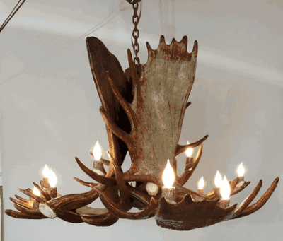 peak great room moose antler chandelier 16 light 76