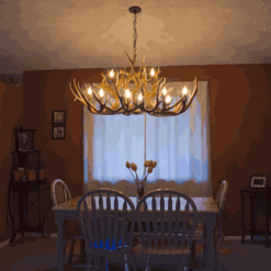 Peak oval bristlecone mule deer antler chandelier 18 light 66