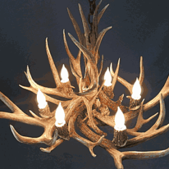 Peak pine cone mule deer antler chandelier 6 light 79