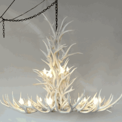 Peak tall spruce mule deer antler chandelier 18 light 72