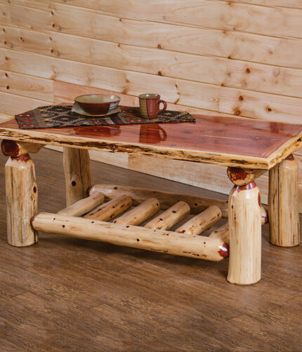 Wildwood rustics red cedar log coffee table 2 le photos v2 x2 colored