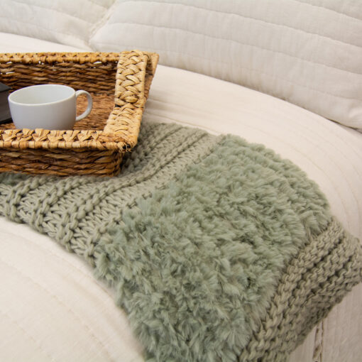 Plush knit (sage) throw - image 2