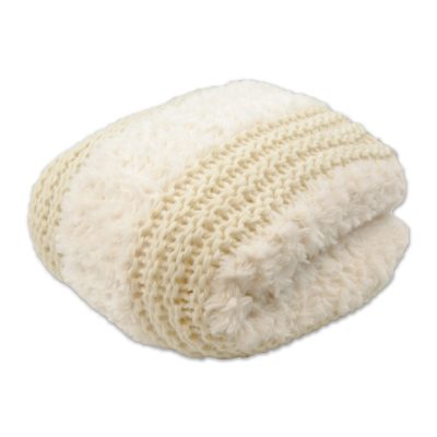 Y00122 plush knit ivory folded