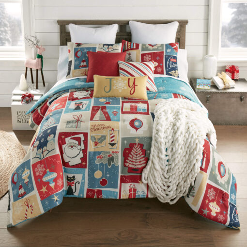 King comforter set, retro christmas
