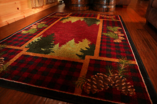 Plaid woodsman (red) rustic rug by american dakota - image 3