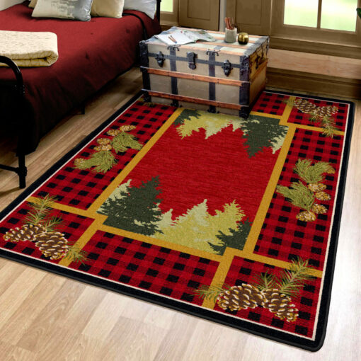 Plaid woodsman (red) rustic rug by american dakota - image 2