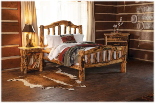 Mountain woods log furniture- extra gnarly aspen log bed