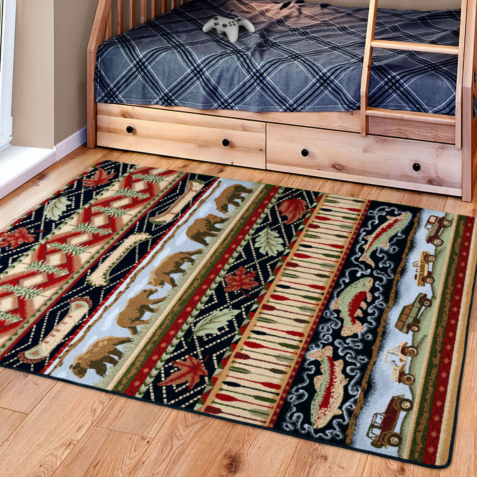 Wilderness Trek (Multi) Rustic Rug By American Dakota - Log Cabin Rustics