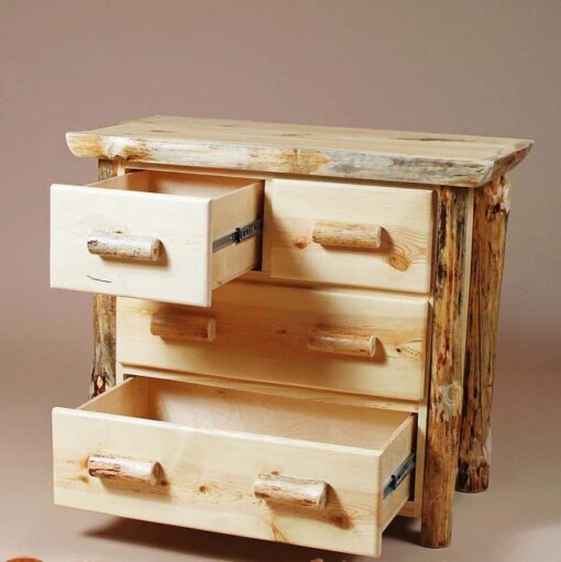 Twist of nature pine split drawer log dresser - 4 drawer