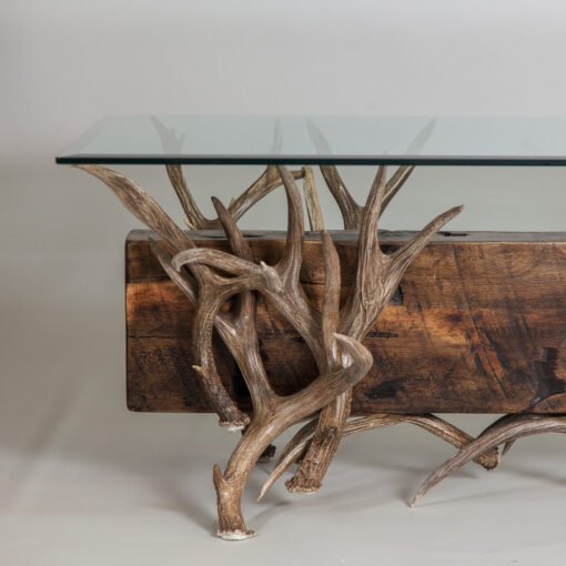 Timberline mule deer antler coffee table with reclaimed wood