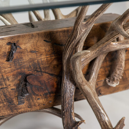 Timberline mule deer antler coffee table with reclaimed wood - image 3