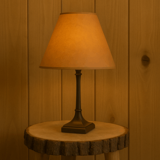 Paper round rustic lamp shade - tan - image 2