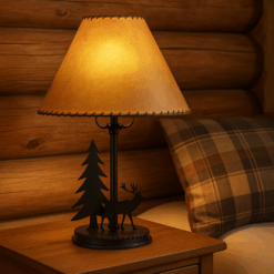 Rustic iron wilderness lamp