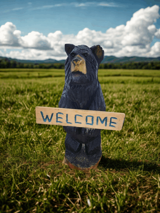 Welcome bear chainsaw carving