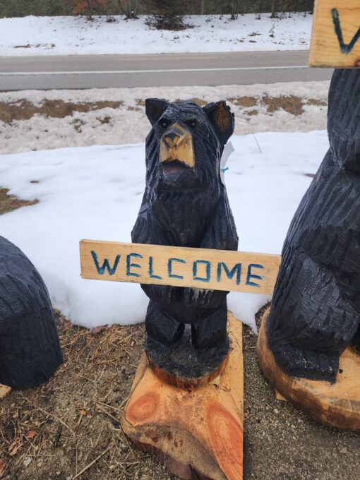 Welcome bear chainsaw carving