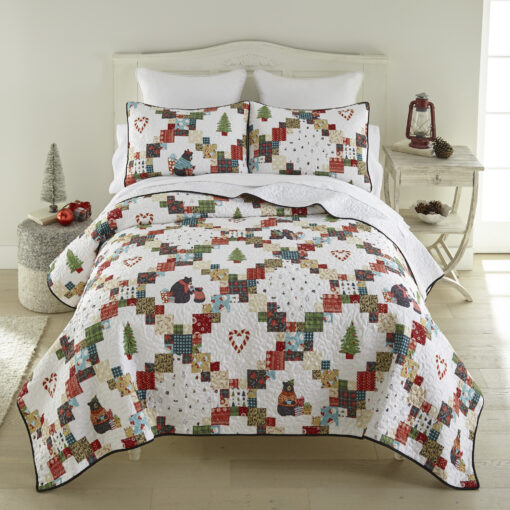 Queen quilted bedding set, holiday love