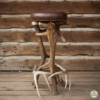 Elk Antler Bar Stool - Leather Seat