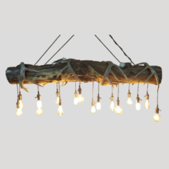 Rustic log & whitetail deer antler chandelier