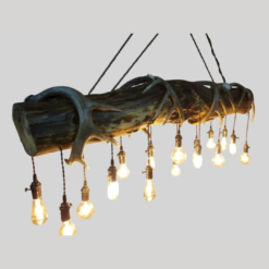 Alternative view of rustic log & whitetail deer antler chandelier