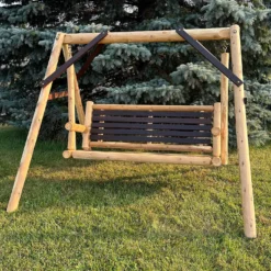 Alternative view of thermafusion cedar log yard swing (4 ft / 5 ft)